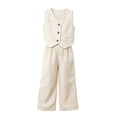 thumbnail image 1 of BOOMNY Girls 2 Peice Suits British Sleeveless Suit Vest Pants Sets for Kids Wedding Formal Dress Sets, 1 of 4