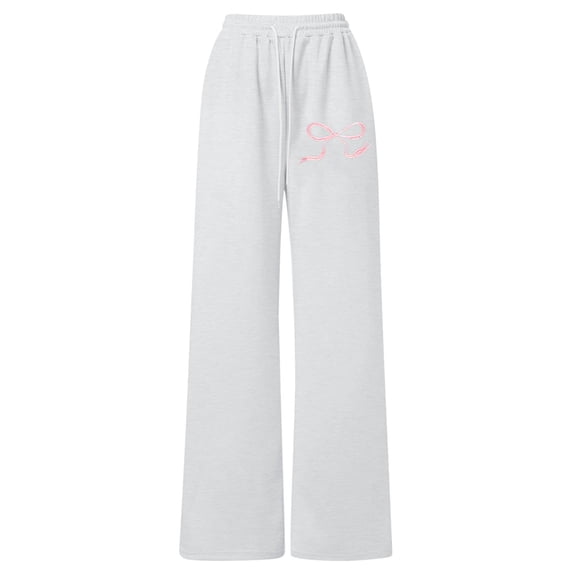 BOOMNY Girls Baggy Sweatpants Wide Leg Pants for Girl Trendy Bowknot Graphic Elastic Waist Drawstring Lightweight Loose Fit Soft Athletic Joggers With Pocket