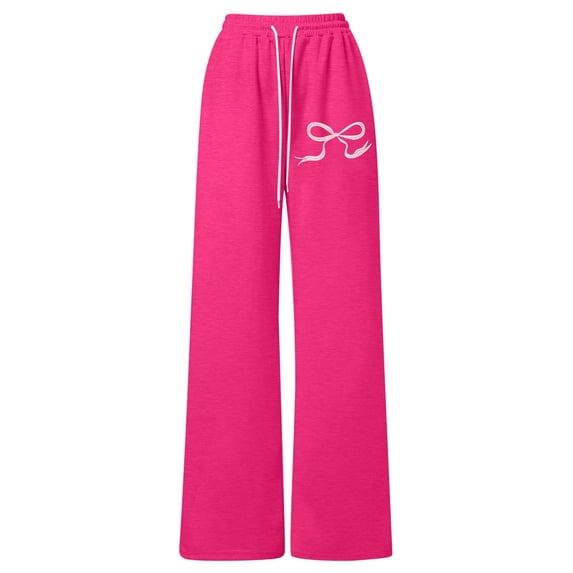 BOOMNY Girls Baggy Sweatpants Wide Leg Sweat Pants for Kids Trendy Elastic Waist Drawstring Bowknot Graphic Y2K Fall Jogger Trousers With Pockets