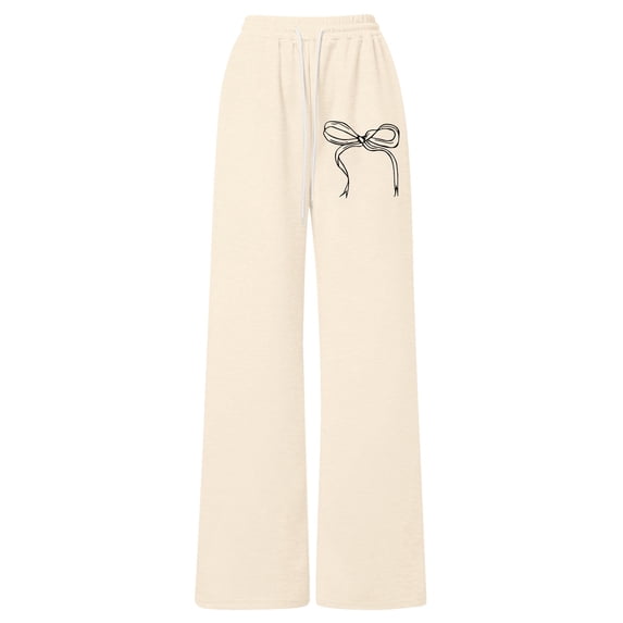 BOOMNY Girls Baggy Sweatpants Wide Leg Sweat Pants for Kids Trendy Elastic Waist Drawstring Bowknot Graphic Y2K Fall Jogger Trousers With Pockets