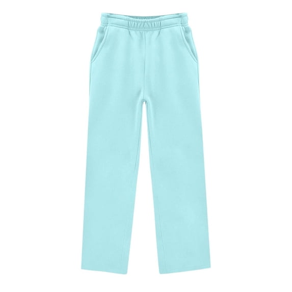 BOOMNY Girls Baggy Sweatpants Wide Leg Sweat Pants for Kids Trendy Elastic Waist Drawstring Solid Fall Jogger Trousers With Pockets