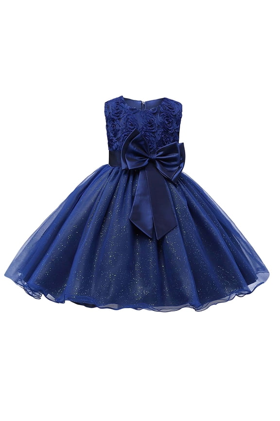 Girls Ball Gown Sleeveless Lace Mesh Wedding Dresses for Girl Floral Embroidery Elegant Loose Fit Party Performance Dress