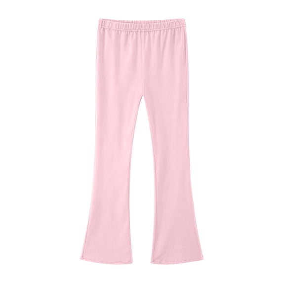 BOOMNY Girls Flared Pants Wide Leg Bell Bottom Pants for Kids Trendy Elastic Waist Solid Workout Yoga Pants