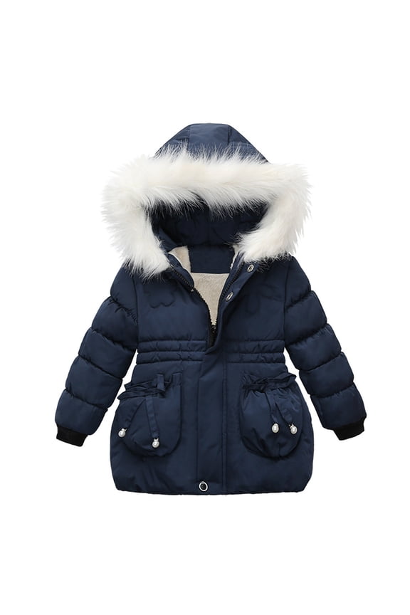 Girls Jackets Solid Color Puffer Jacket for Girls Warm Thermal Winter Outerwear Coat