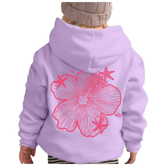 BOOMNY Girls Hoodie Long Sleeve Soft Sweatshirt Graphic Coconut Tree Hoody Kids Cute Pullovers Tops Soft Toddler Dailywear