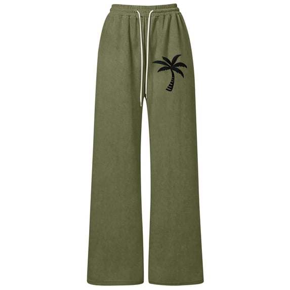 BOOMNY Girls Linen Pants Wide Leg Summer Beach Pants for Girl Trendy Hawaiian Graphic Elastic Waist Casual Jogger Pant With Pocket