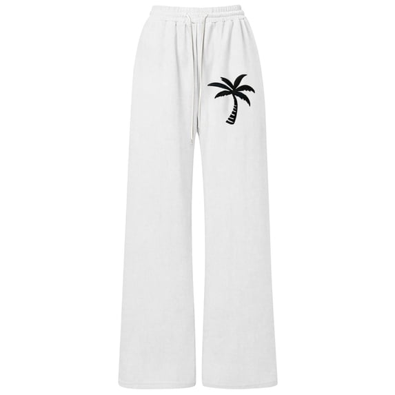 BOOMNY Girls Linen Pants Wide Leg Summer Beach Pants for Girl Trendy Hawaiian Graphic Elastic Waist Casual Jogger Pant With Pocket