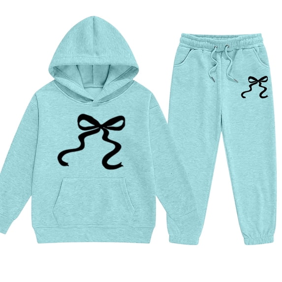 BOOMNY Girls Outfit 2 Peice Sets Graphic Long Sleeve Tops Pants Sets for Kids Soft Clothing Set