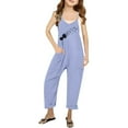 thumbnail image 1 of BOOMNY Girls Romper Graphic Sleeveless Spaghetti Strap Romper for Kids Soft Baggy Fall Jumpsuit With Pocket, 1 of 5