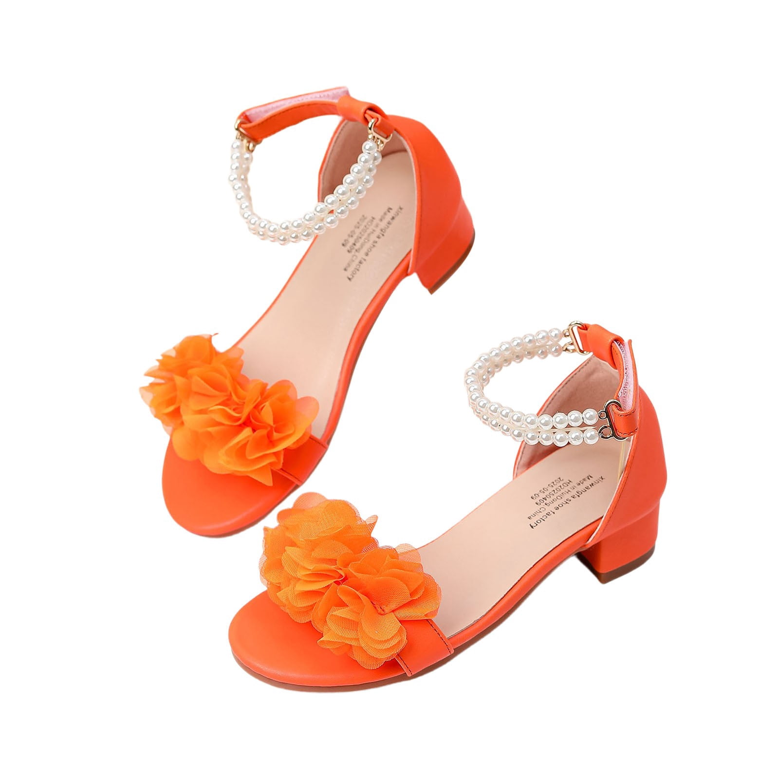 BOOMNY Girls Sandals Closed Toe Low Heels Crystal Sandals for Kids ...