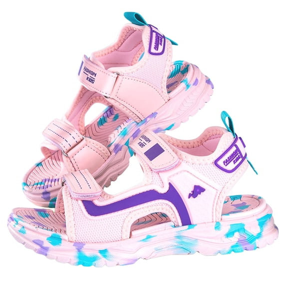 BOOMNY Girls Workout Sandals Open Toe Flat Sandals for Kids Hook And ...