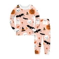thumbnail image 1 of BOOMNY Halloween Boys 2 Peice Pajamas Sets Hallowmas Pumpkin Ghost Graphic Long Sleeve Sleepwear Tops Pants Pjs Set for Kids Cozy Loungewear Homewear, 1 of 3