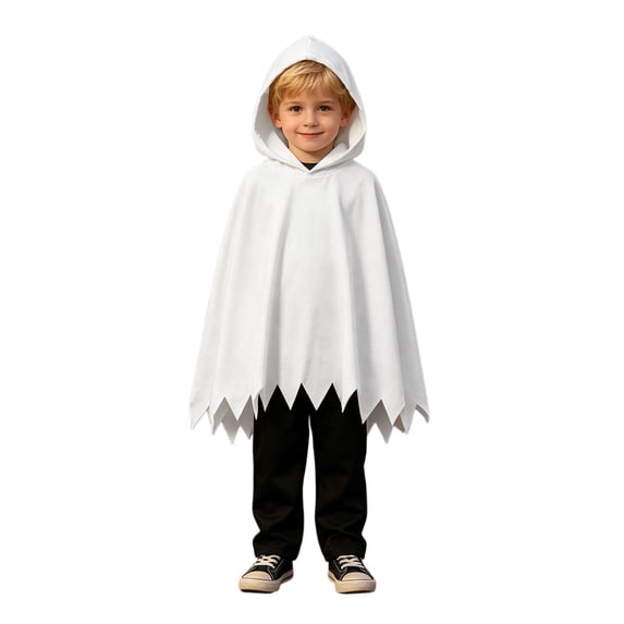 BOOMNY Halloween Boys Ghost Dress Up Funny Ghost Face Hooded Capes Pants Hallowmas Stage Performance Outfits for Kids