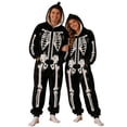 thumbnail image 1 of BOOMNY Halloween Flannel Pajamas Jumpsuit for Men And Women Hallowmas Skeleton Graphic Long Sleeve Hooded Pjs Jumpsuit Cozy Warm Loungewear Homewear, 1 of 6