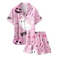 thumbnail image 1 of BOOMNY Halloween Girls 2 Peice Pajamas Sets Hallowmas Pumpkin Ghost Graphic Long Sleeve Sleepwear Tops Pants Pjs Set for Kids Cozy Loungewear Homewear, 1 of 4