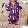 thumbnail image 1 of BOOMNY Halloween Girls 2 Peice Pajamas Sets Hallowmas Pumpkin Ghost Graphic Short Sleeve Buttons Sleepwear Tops Shorts Pjs Set for Kids Cozy Loungewear Homewear, 1 of 6