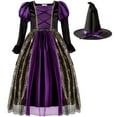thumbnail image 1 of BOOMNY Halloween Girls Witch Dress Up Funny Long Sleeve Mesh Tulle Dress Accessories Sets for Kids Playful Stage Performance Outfits, 1 of 9