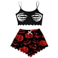 thumbnail image 1 of BOOMNY Halloween Pajamas Women Spooky Skeleton Graphic Sleeveless Tops Shorts Pjs Sets Lightweight Hallowmas Loungewear Nightwear, 1 of 4