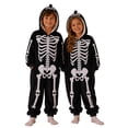 thumbnail image 1 of BOOMNY Halloween Toddler Girls Flannel Romper Hallowmas Skeleton Graphic Long Sleeve Hooded Jumpsuits for Kids Soft Warm One Piece Fuzzy Jumpsuit, 1 of 6