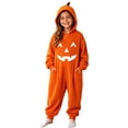 thumbnail image 1 of BOOMNY Halloween Unisex Boys Girls Romper Jumpsuit Hallowmas Pumpkin Face Graphic Long Sleeve Hooded Jumpsuits for Kids Soft Warm Winter Loungewear Jumpsuit, 1 of 4