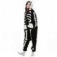 thumbnail image 1 of BOOMNY Halloween Unisex Men Womens Flannel Onesie Pajamas Hallowmas Skeleton Graphic Long Sleeve Hooded Pjs Jumpsuit Cozy Warm Loungewear Homewear, 1 of 5
