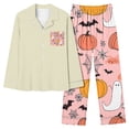 thumbnail image 1 of BOOMNY Halloween Women's Pajama Sets Hallowmas 2 Peice Pjs Set for Women Funny Pumpkin Skeleton Graphic Short Sleeve Sleepwear Tops Shorts Cozy Nightwear Loungewear, 1 of 4