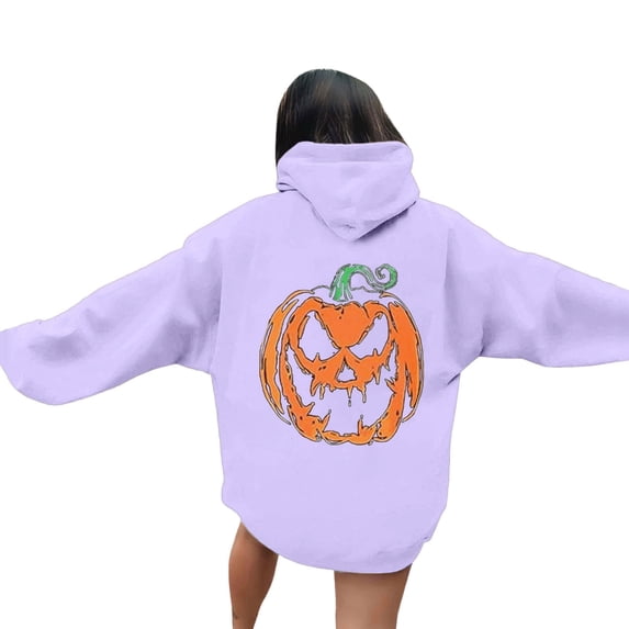 BOOMNY Halloween Womens Hoodies Hallowmas Pumpkin Graphic Hoodie for Women Y2K Long Sleeve Pullover Hooded Sweatshirts With Pockets