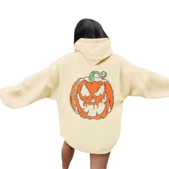 BOOMNY Halloween Womens Hoodies Hallowmas Pumpkin Graphic Hoodie for Women Y2K Long Sleeve Pullover Hooded Sweatshirts With Pockets