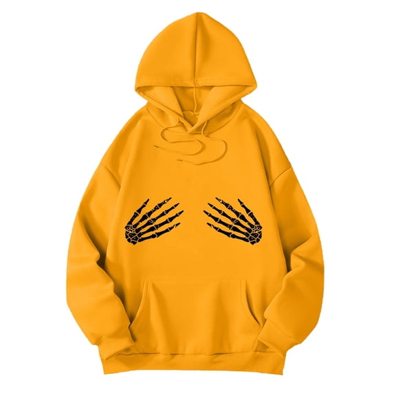 BOOMNY Halloween Womens Hoodies Hallowmas Skeleton Graphic Hoodie for Women Y2K Long Sleeve Pullover Hooded Sweatshirts With Pockets