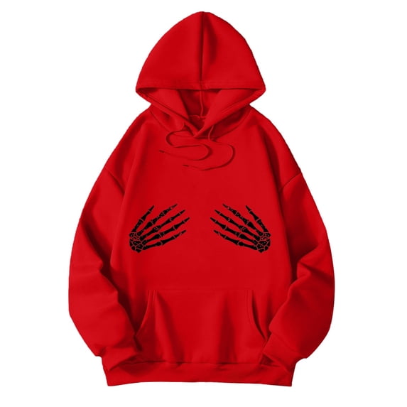 BOOMNY Halloween Womens Hoodies Hallowmas Skeleton Graphic Hoodie for Women Y2K Long Sleeve Pullover Hooded Sweatshirts With Pockets