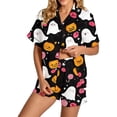 thumbnail image 1 of BOOMNY Halloween Womens Pajama Sets 2 Peice Pjs Set for Women Hallowmas Pumpkin Ghost Graphic Short Sleeve Buttons Sleepwear Tops Shorts Cozy Homewear Loungewear Sets, 1 of 4