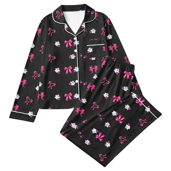 BOOMNY Halloween Womens Pajama Sets Hallowmas 2 Peice Pjs Set for Women Funny Pumpkin Skeleton Graphic Short Sleeve Sleepwear Tops Shorts Cozy Homewear Loungewear