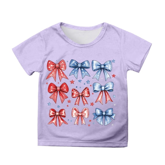 BOOMNY Independence Day Toddler Girls Short Sleeve T Shirts Patriotic Usa Flag Graphic 4Th Of July T-Shirts Loose Tee Tops, Sizes 3-4 Years