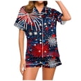 thumbnail image 1 of BOOMNY Independence Day Womens Pajamas Set Short Sleeve July 4Th Pjs Tops Shorts Sleepwewar Pyjamas Patriotic Star Striped Graphic Soft Cozy 4Th Of July Homewear Loungewear Sets, 1 of 3