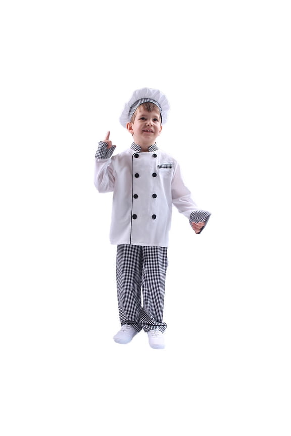 Infant Baby Boys Chef Dress Up Carnival Stage Performance Outfits for Kids Funny Long Sleeve Tops Hat With Gloves Party Club Clothing for Child