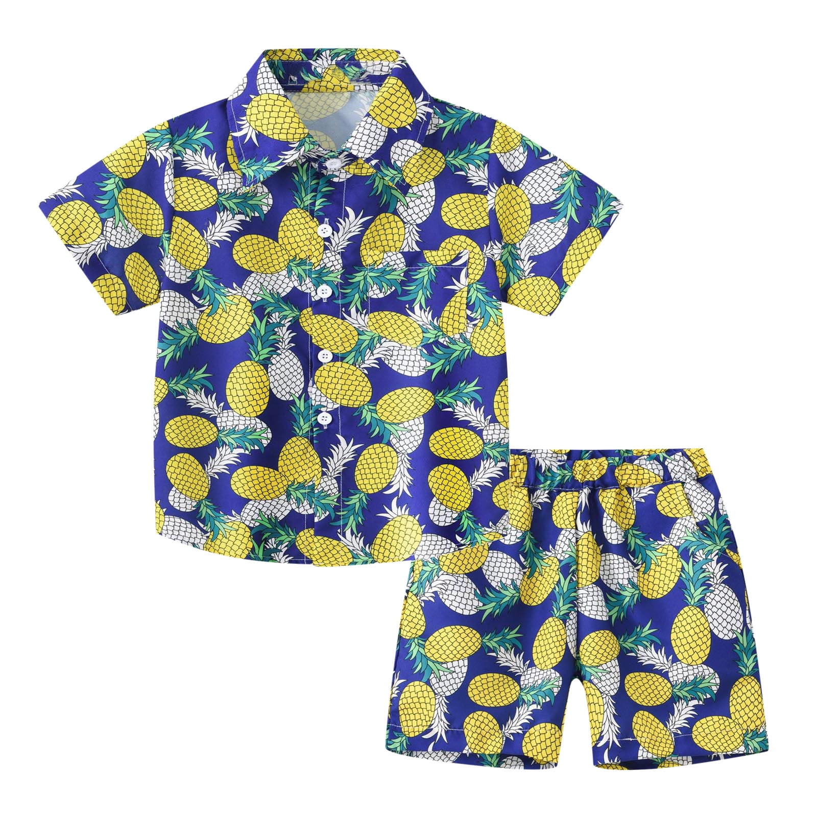 Ensemble Bébé Garçon 2 Pièces (haut + Short) - Orange Et Bleu Marine, été, 12-18 Mois