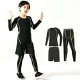 thumbnail image 1 of BOOMNY Baby Boys Sports Outfit Set 3 Peice Workout Clothes Set for Kids Solid Color Long Sleeve Basketball Tops Shorts Pants Soft Athletic Clothing for Child, 1 of 5