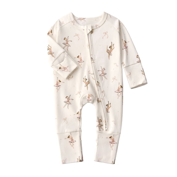 BOOMNY Baby Girls Jumpsuits Graphic Long Sleeve Romper for Kids Soft Warm Winter Loungewear Jumpsuit