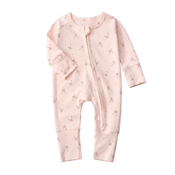 BOOMNY Baby Girls Jumpsuits Graphic Long Sleeve Romper for Kids Soft Warm Winter Loungewear Jumpsuit