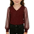 thumbnail image 1 of BOOMNY Baby Girls Lace Mesh Tshirts Long Sleeve T Shirts for Girls Sparkly Sequins Breathable Loose Fit Cozy Childrens Spring Dailywear, 1 of 9