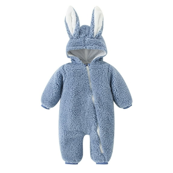 BOOMNY Baby Kids Jumpsuit Solid Color Thick Hooded Romper Warm Thermal Bodysuit for Child