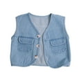 thumbnail image 1 of BOOMNY Infant Boys Girls Denim Vest Sleeveless Denim Vest for Boys Buttons Up Solid Color Fall Cardigan Outwear, 1 of 6