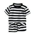 thumbnail image 1 of BOOMNY Infant Kids Boys Outfit Set Short Sleeve Casual Striped Printed Tshirts Stretchy Shorts 2Pcs Outfit Sets Soft Loose Fit Clothes Sets Suitable For Dailywear, 1 of 3