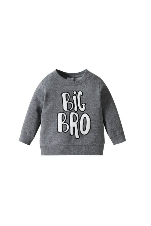 Infants Baby Boys Sweatshirts Big Bro Letter Embroidery Sweatshirt For Boys Long Sleeve Warm Fall Winter Pullover Tops