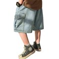 thumbnail image 1 of BOOMNY Kids Boys Jeans Casual Embroidery Wide Leg Jeans Lightweight Loose Denim Shorts With Pocket 3-4 Years, 1 of 5