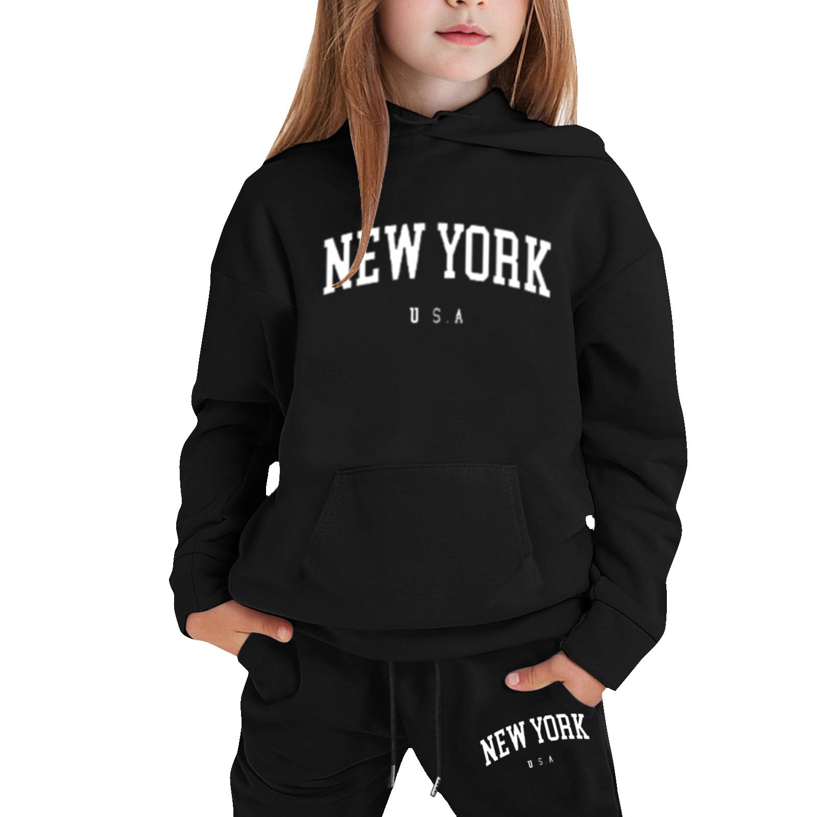 Girl'S Black Printed Clothing Set main image 1