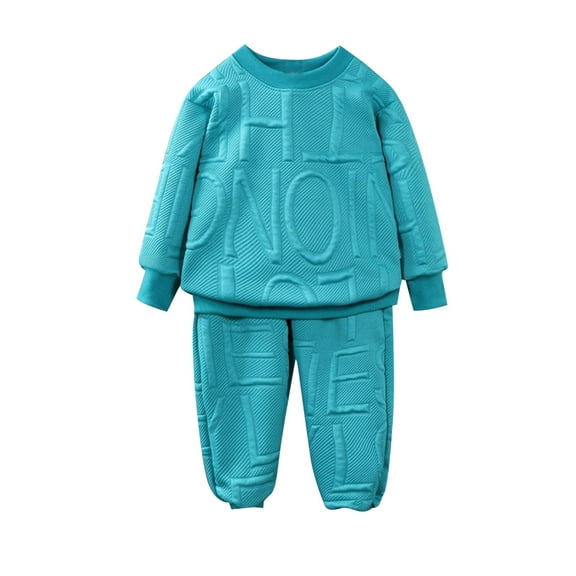 BOOMNY Kids Girls Clothes Set Long Sleeve Solid Color Letter Sweatshirts Pants 2Pcs Sport Outfits Cozy Fall Winter Clothing Set