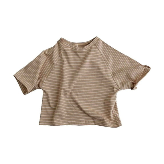 BOOMNY Kids Infant Girls Tshirt Short Sleeve Casual Striped Printed Cotton T Shirts Lightweight Loose Summer Shirt Tops Lovely Girl's Tees