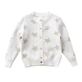 thumbnail image 1 of BOOMNY Kids Infants Girls Sweaters Long Sleeve Star Embroidery Thick Knit Cardigan Sweater For Kids Thermal Fall Winter Knitwear, 1 of 7