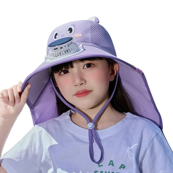 BOOMNY Kids Solar Fan Hat Summer Trips Cap With Built In Usb Charging Fan Outdoor Wide Brim Fishing Hat For Hiking Camping